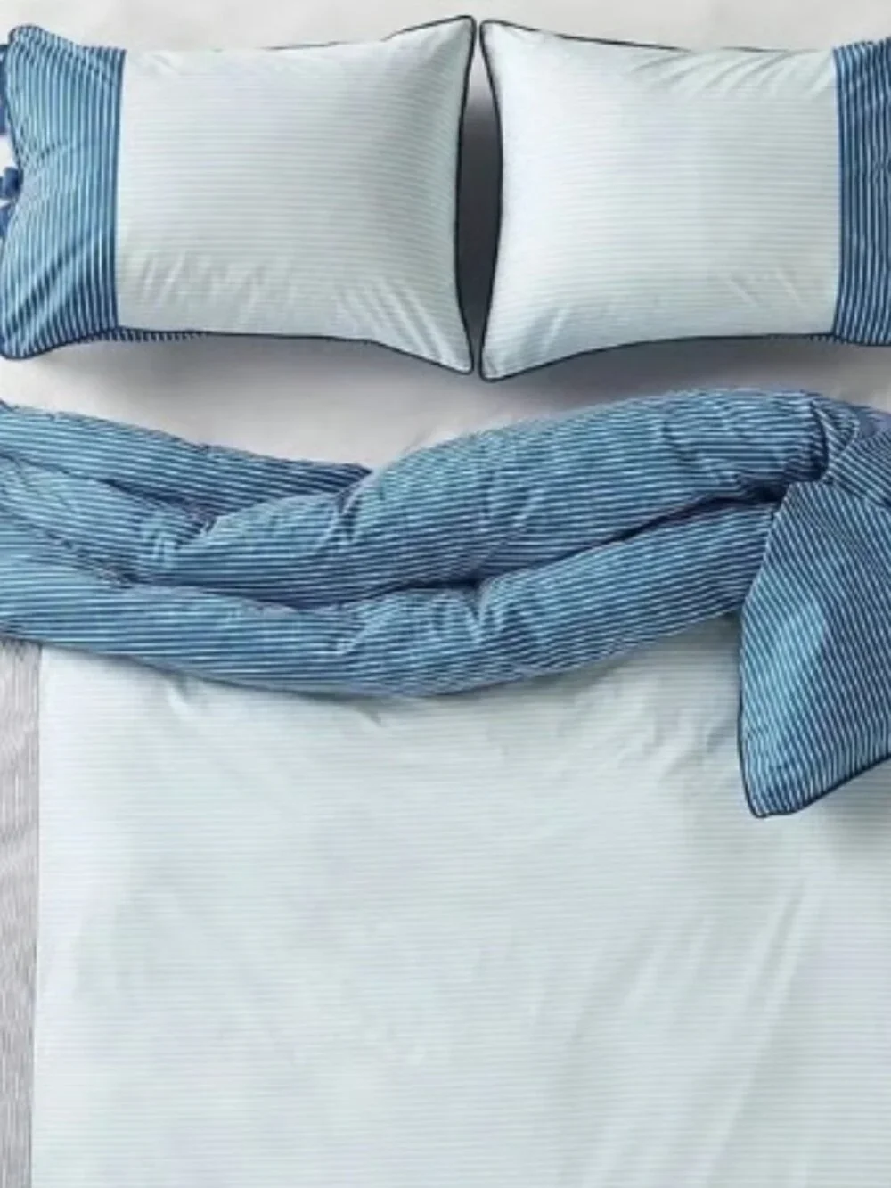 Anthropologie LIVIA Cotton Stripe Printed Blue KING Duvet Cover. NO SHAMS